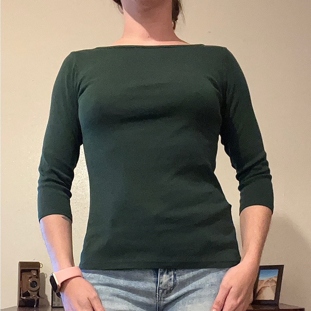 ZARA Organic Cotton Green Blouse - size M